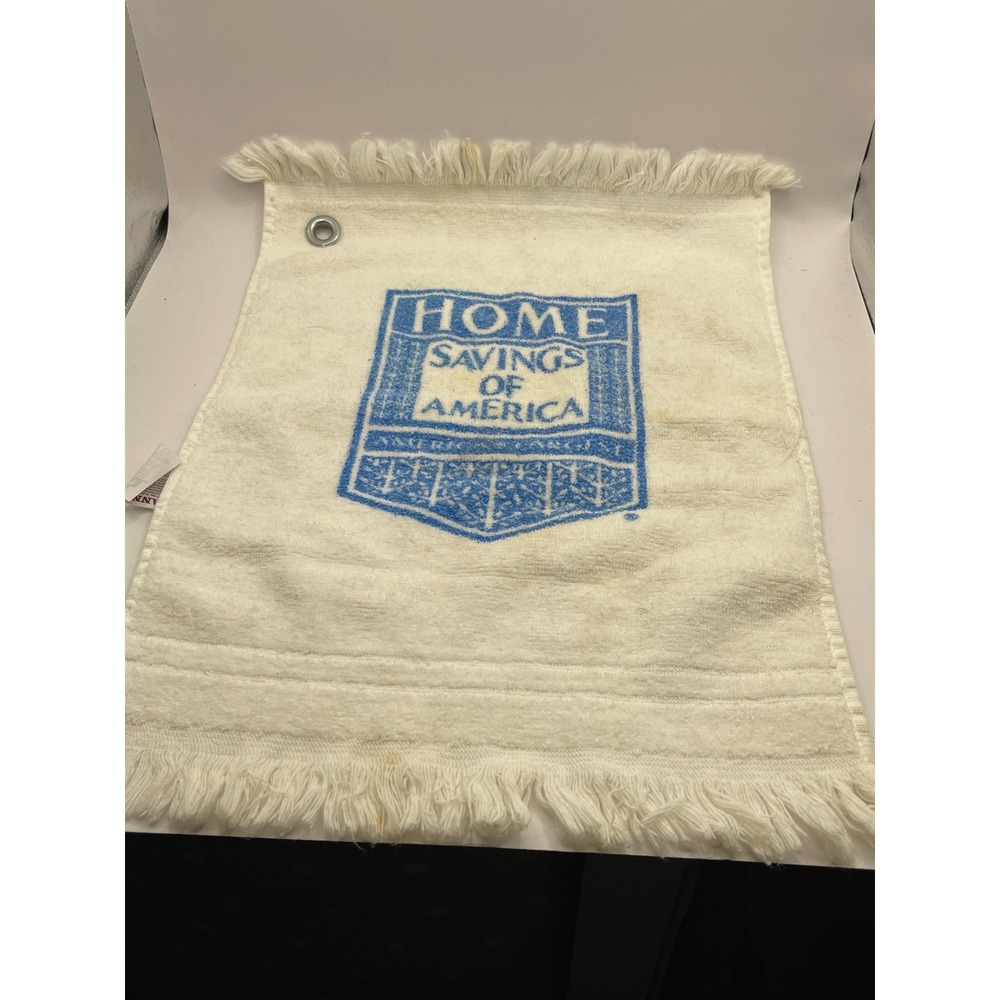 VTG Home‎ Savings of America Vintage Golf Towel Fringe Grommet Rare Blue Logo